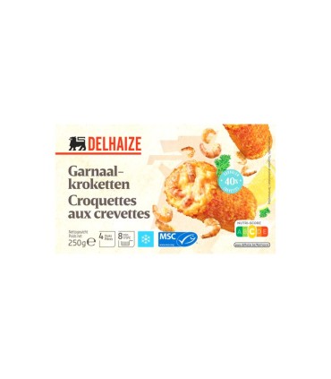 Delhaize 4 croquettes 40% de crevettes 250 gr